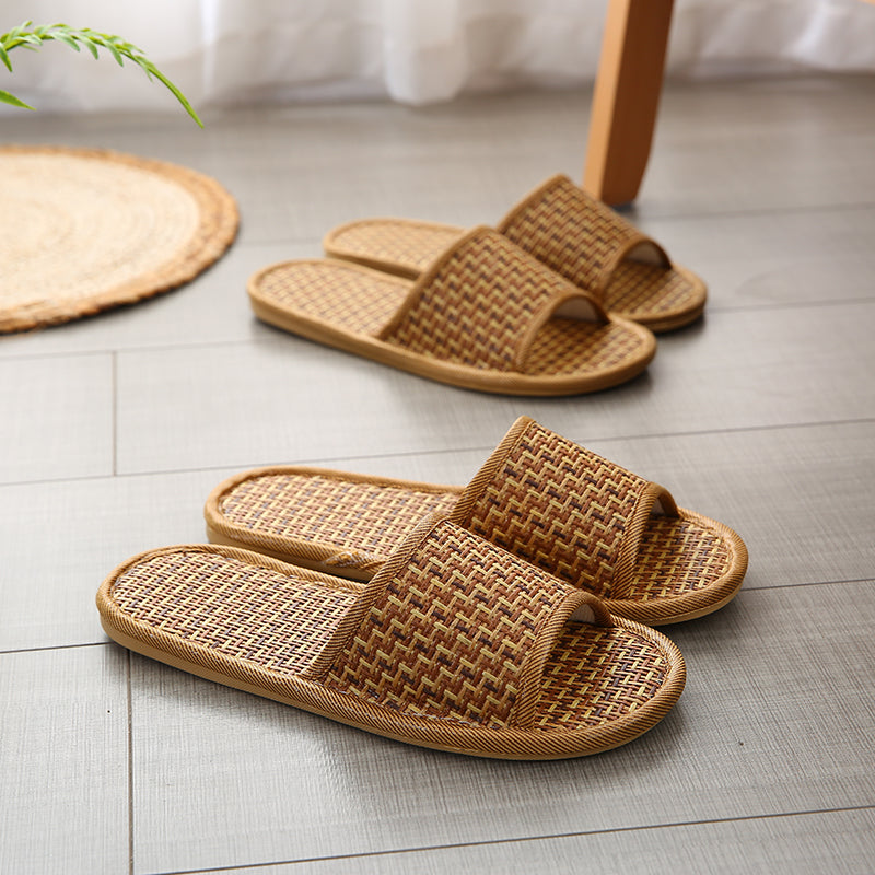 Hand Woven Rattan Unisex Slippers