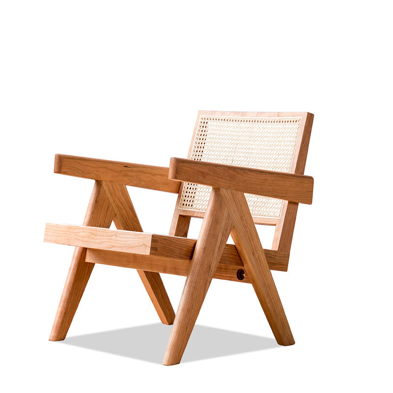 Retro Look Solid Wood Rattan Leisure Chair