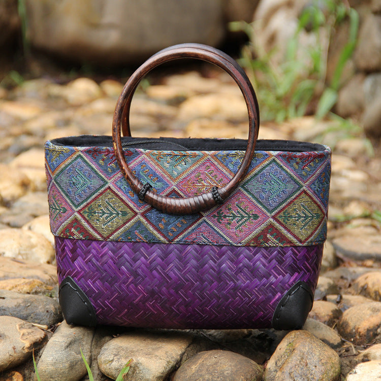 Women's Ethnic Bamboo Woven Handbag