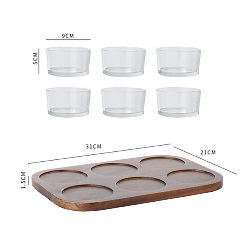 Elegant Snack Serving Tray with bowls and wooden lids