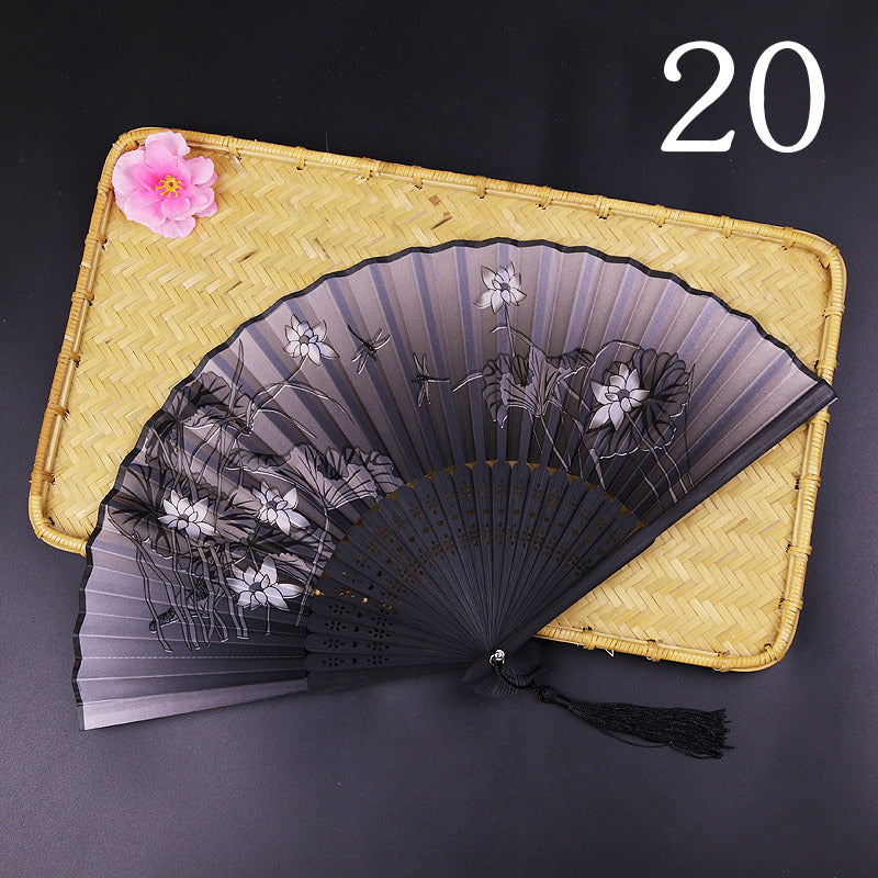 Women's Fashion Silk Bamboo Folding Fan