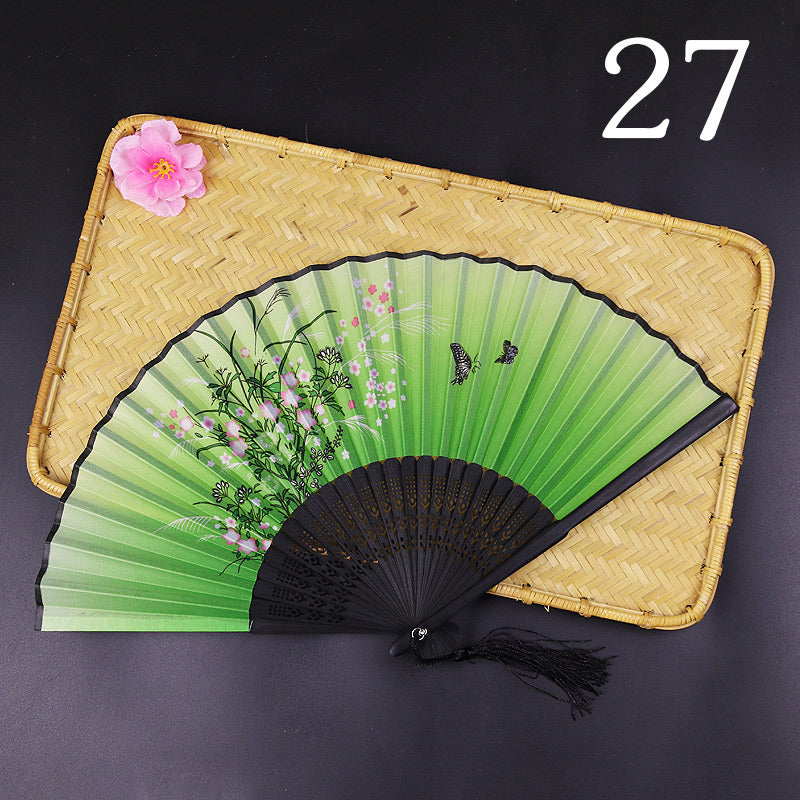 Women's Fashion Silk Bamboo Folding Fan