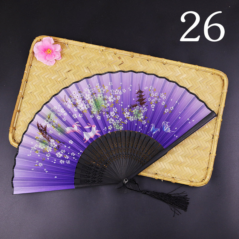 Women's Fashion Silk Bamboo Folding Fan