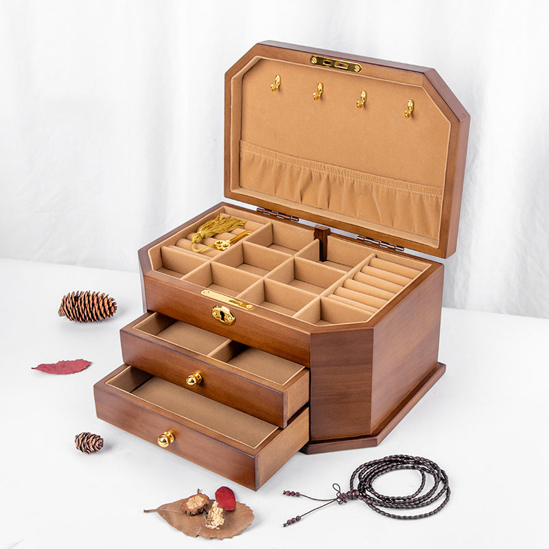 Solid Wood Jewelry Box Retro Style