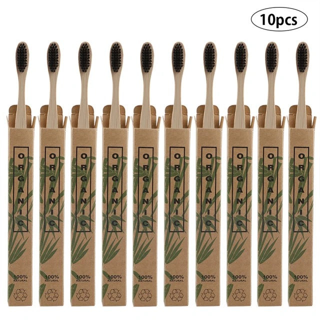 Bamboo toothbrushes - 10 pack