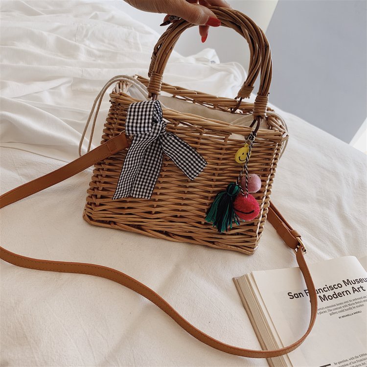 Hand woven bamboo handbag