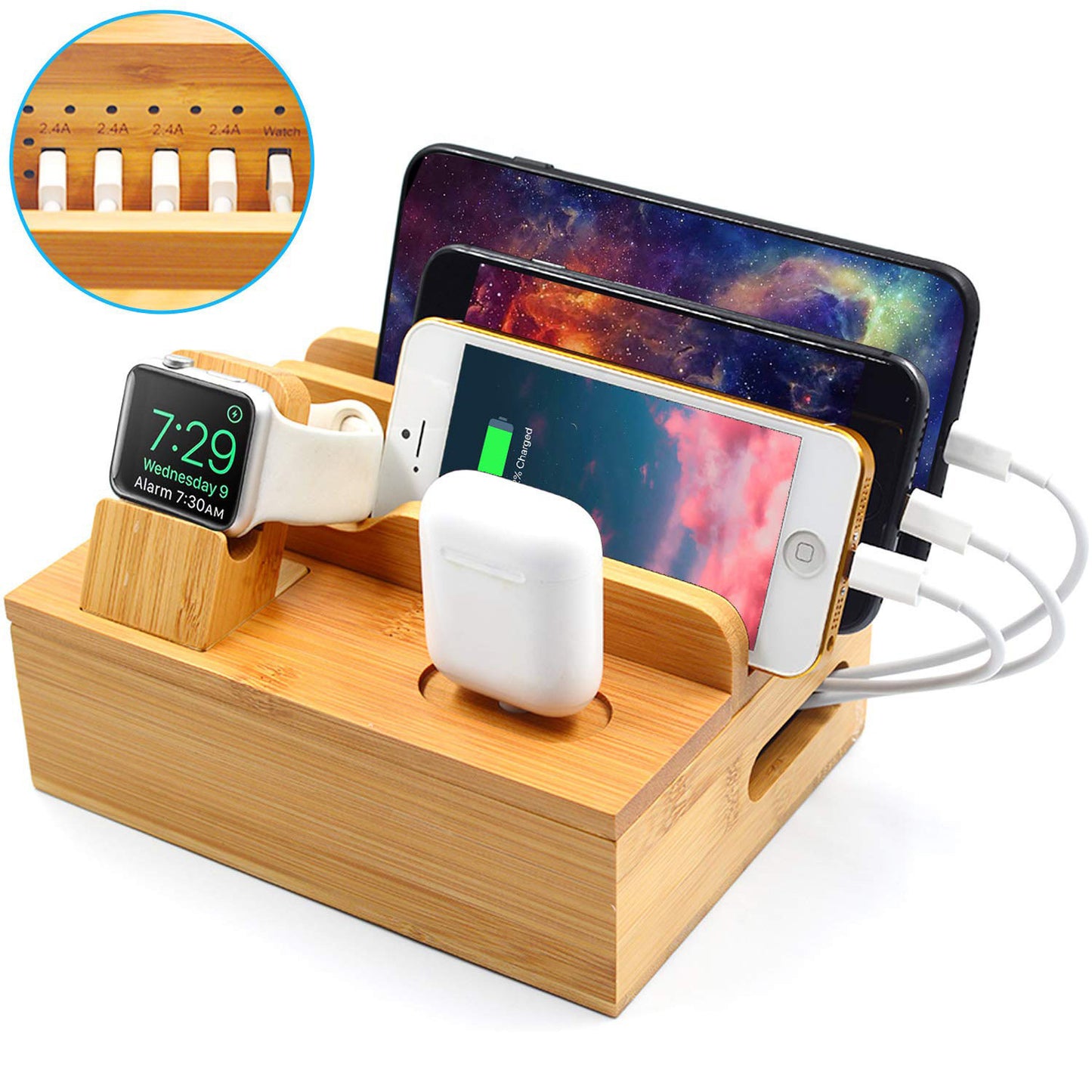 Bamboo Charging Station (Wire Clutter Gone)