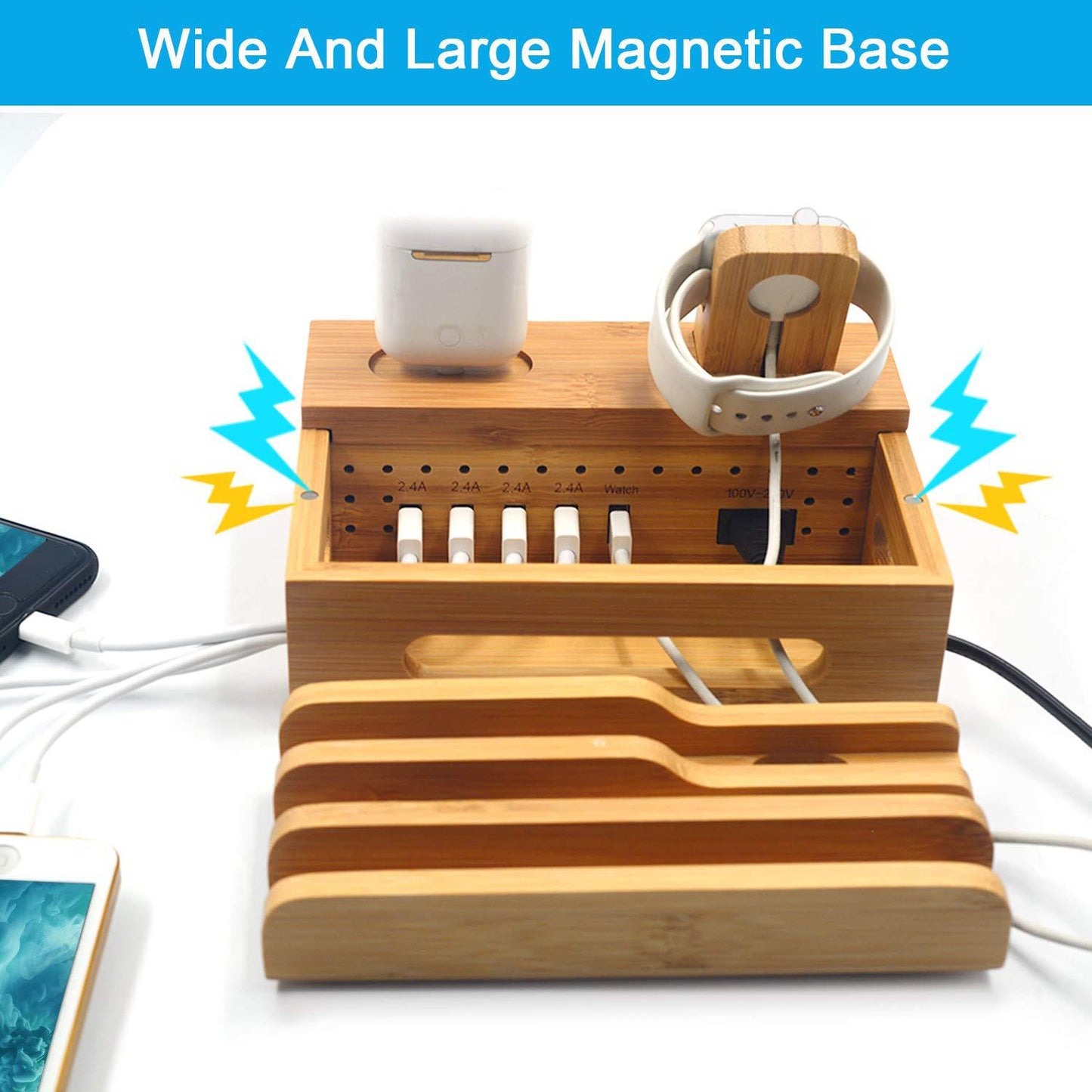 Bamboo Charging Station (Wire Clutter Gone)