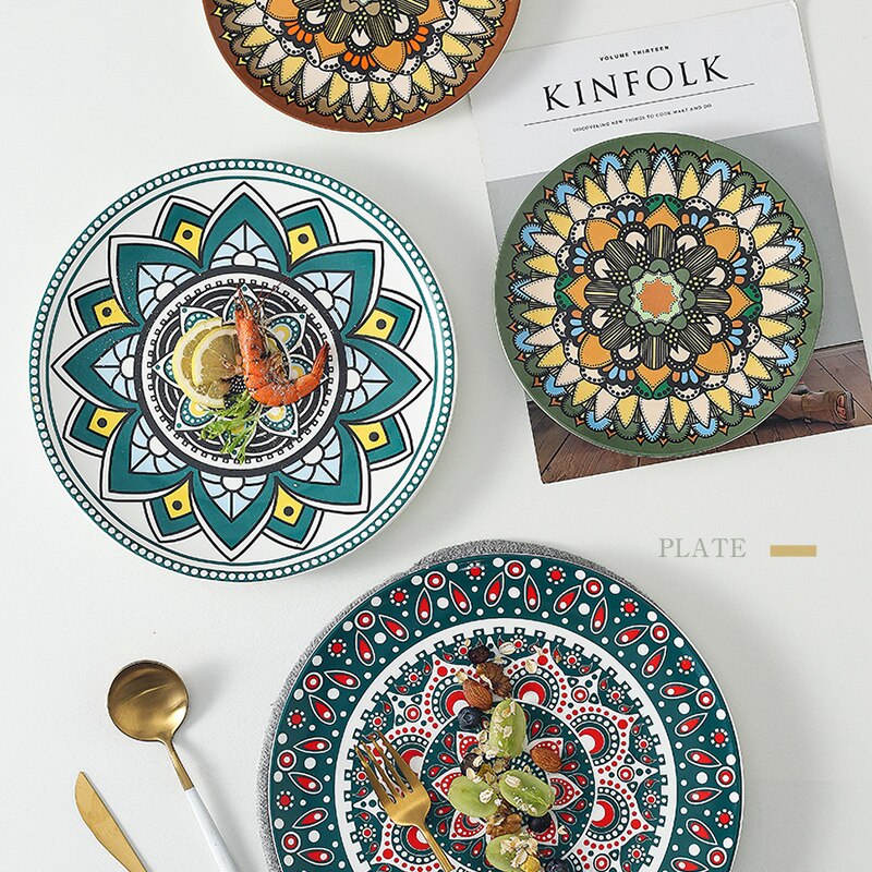 Bohemian Hand-Painted Ceramic Plates