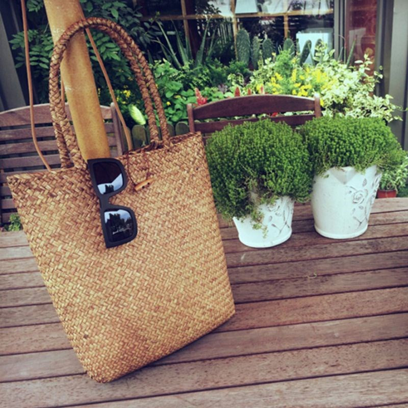 Hand-woven bamboo shoulder bag