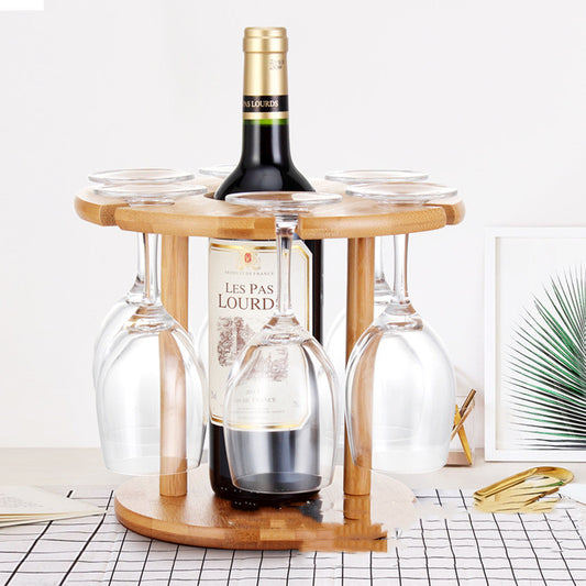 Bamboo Upside Down Ornamental Wine & Glass Rack