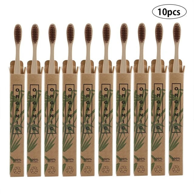 Bamboo toothbrushes - 10 pack