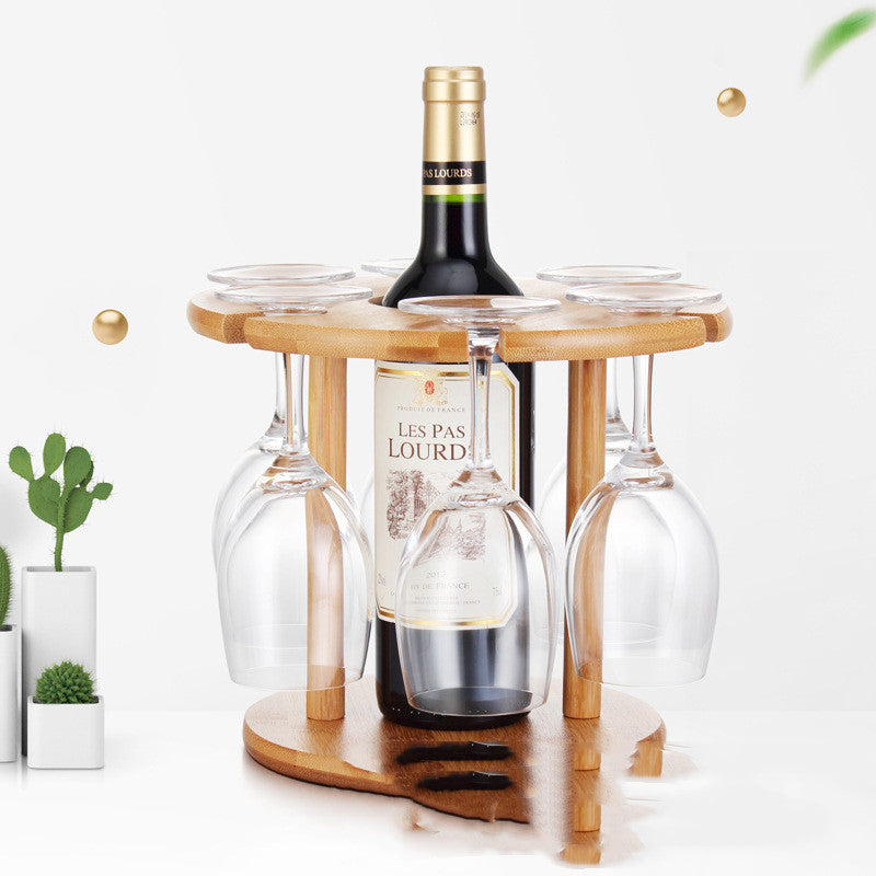 Bamboo Upside Down Ornamental Wine & Glass Rack