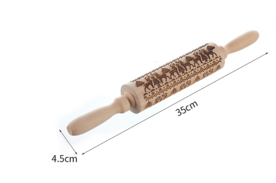 Window Grille Square Flower Pattern Wooden Embossed Rolling Pin