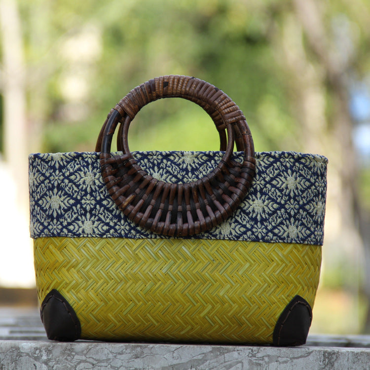 Women's Ethnic Bamboo Woven Handbag