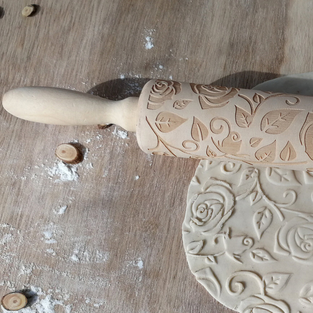 Wooden Valentine's Day Roses Rolling Pin