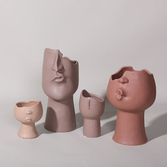 Whimsical Faces Ceramic Vases