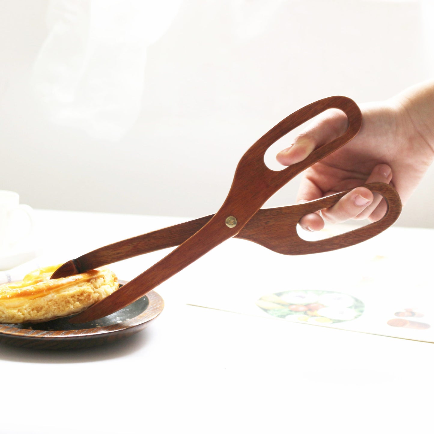 Wooden Hot Pot & Food Tongs