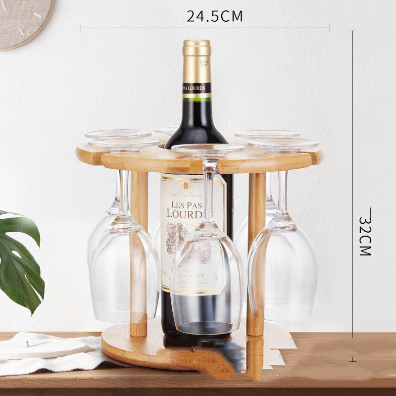 Bamboo Upside Down Ornamental Wine & Glass Rack