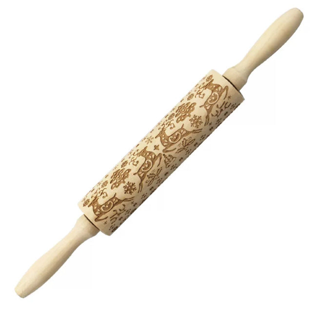 Christmas Elk Print Rolling Pin