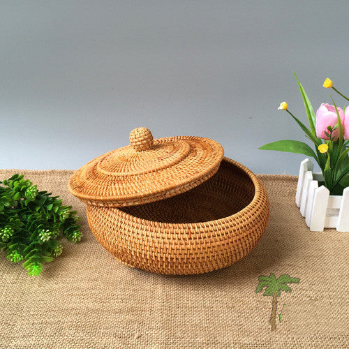 Hand Woven Rattan Storage with Lid