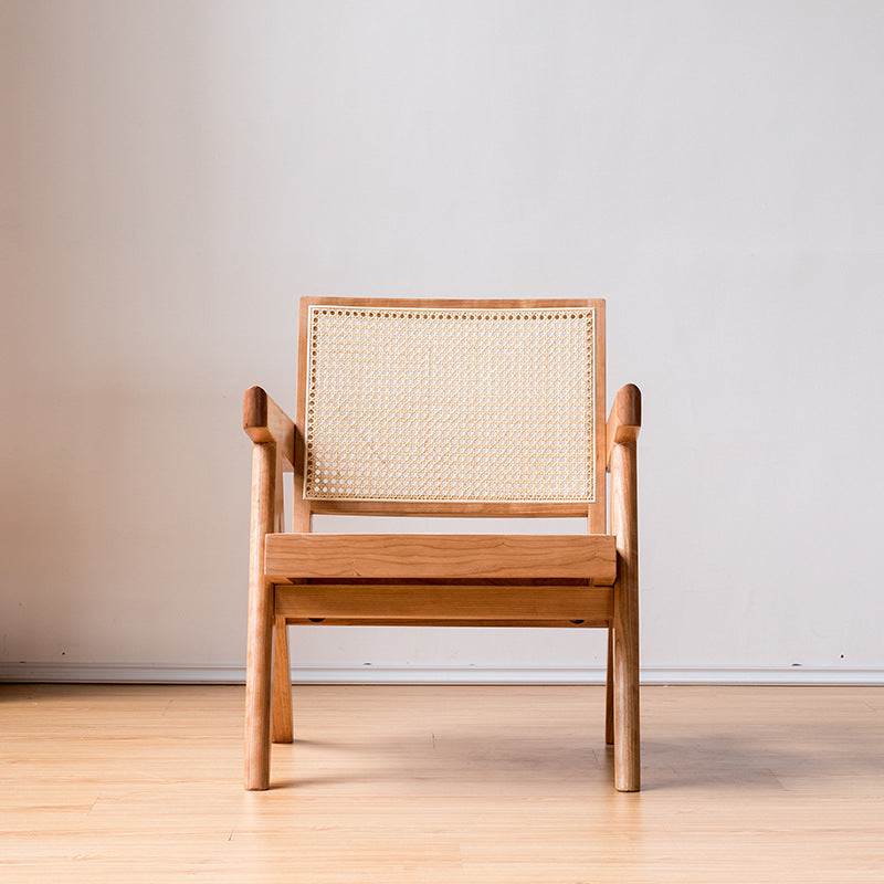 Retro Look Solid Wood Rattan Leisure Chair