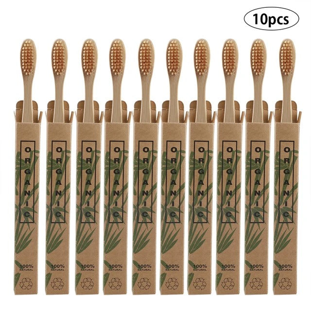 Bamboo toothbrushes - 10 pack