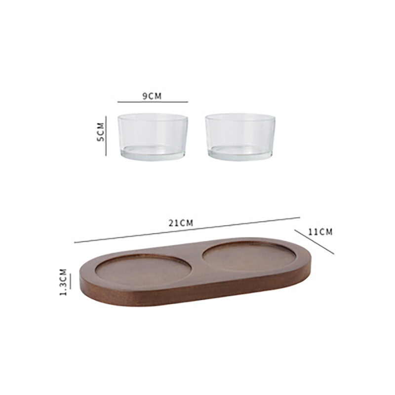 Elegant Snack Serving Tray with bowls and wooden lids