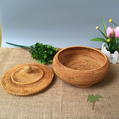 Hand Woven Rattan Storage with Lid