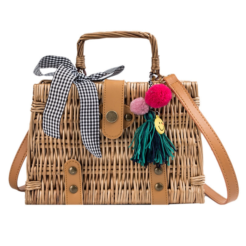 Hand woven bamboo handbag