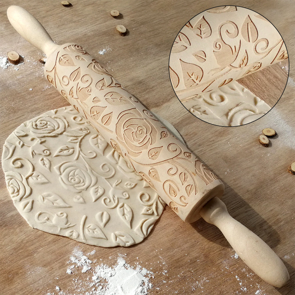 Wooden Valentine's Day Roses Rolling Pin