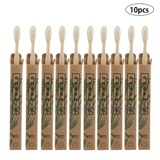 Bamboo toothbrushes - 10 pack