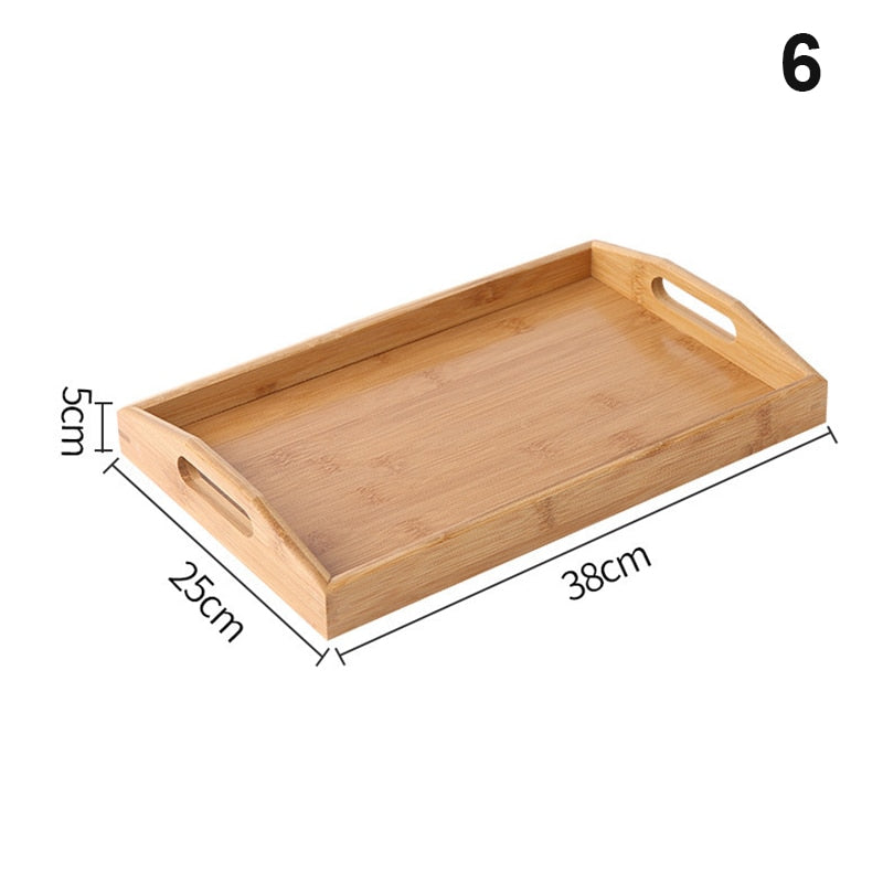 Bamboo wooden rectangular tea trays