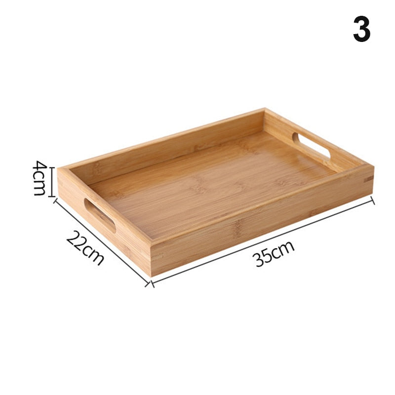 Bamboo wooden rectangular tea trays