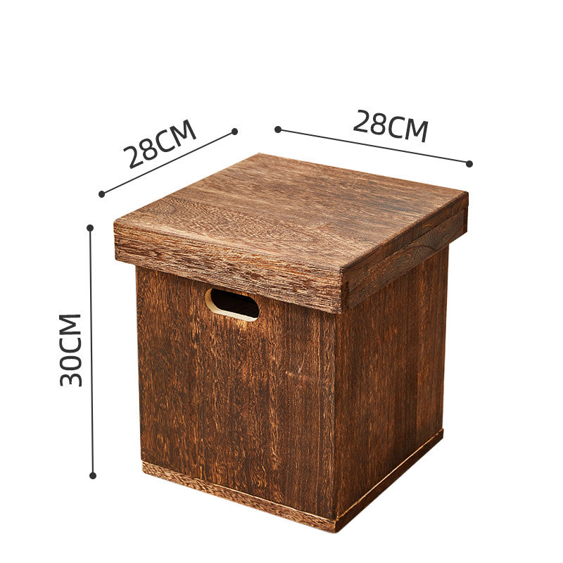 Solid Wood Living Room Low Storage Stool