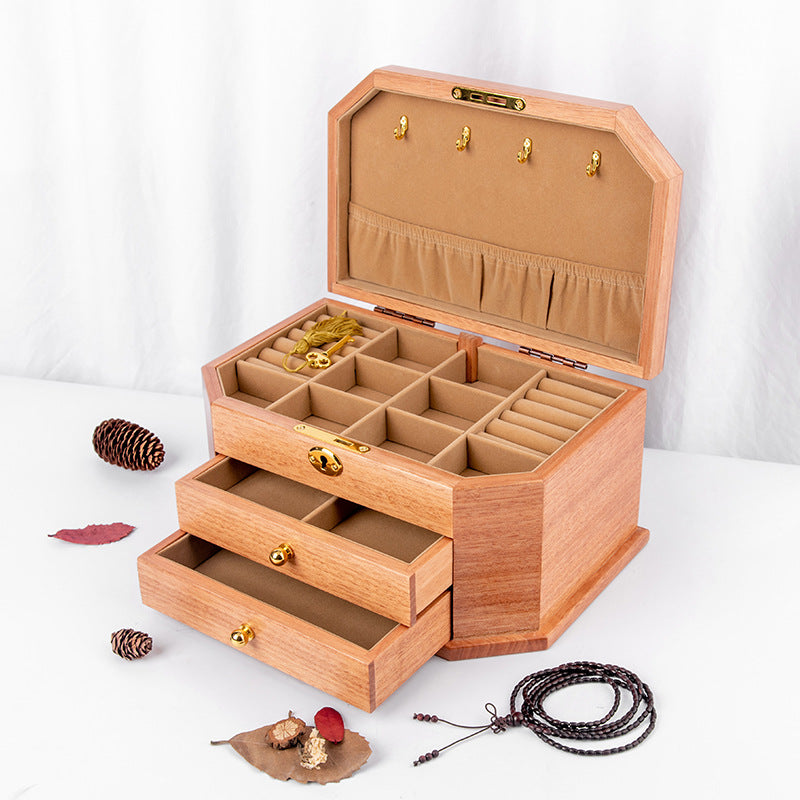 Solid Wood Jewelry Box Retro Style