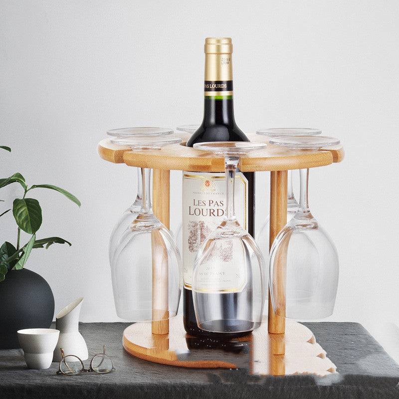 Bamboo Upside Down Ornamental Wine & Glass Rack