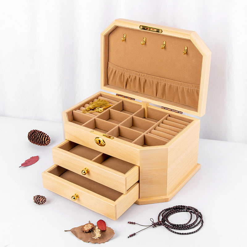 Solid Wood Jewelry Box Retro Style