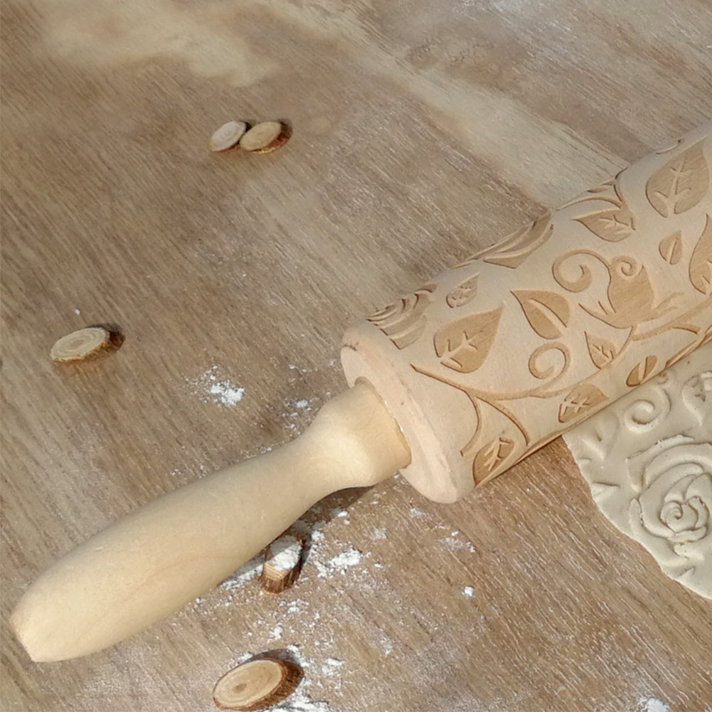 Wooden Valentine's Day Roses Rolling Pin