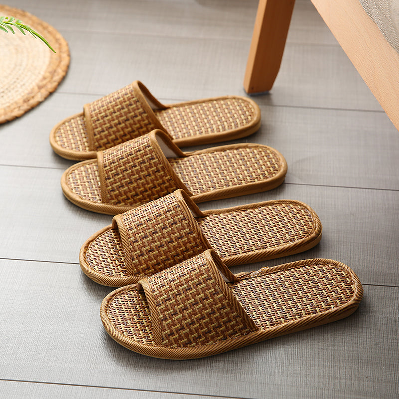 Hand Woven Rattan Unisex Slippers