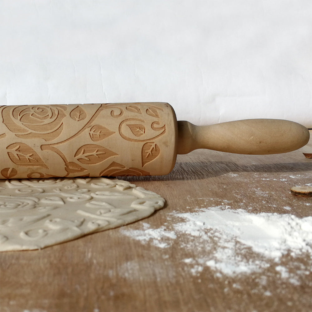 Wooden Valentine's Day Roses Rolling Pin