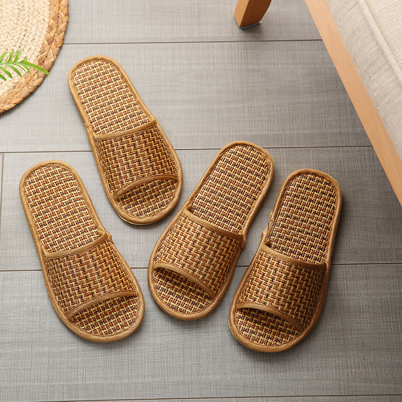 Hand Woven Rattan Unisex Slippers