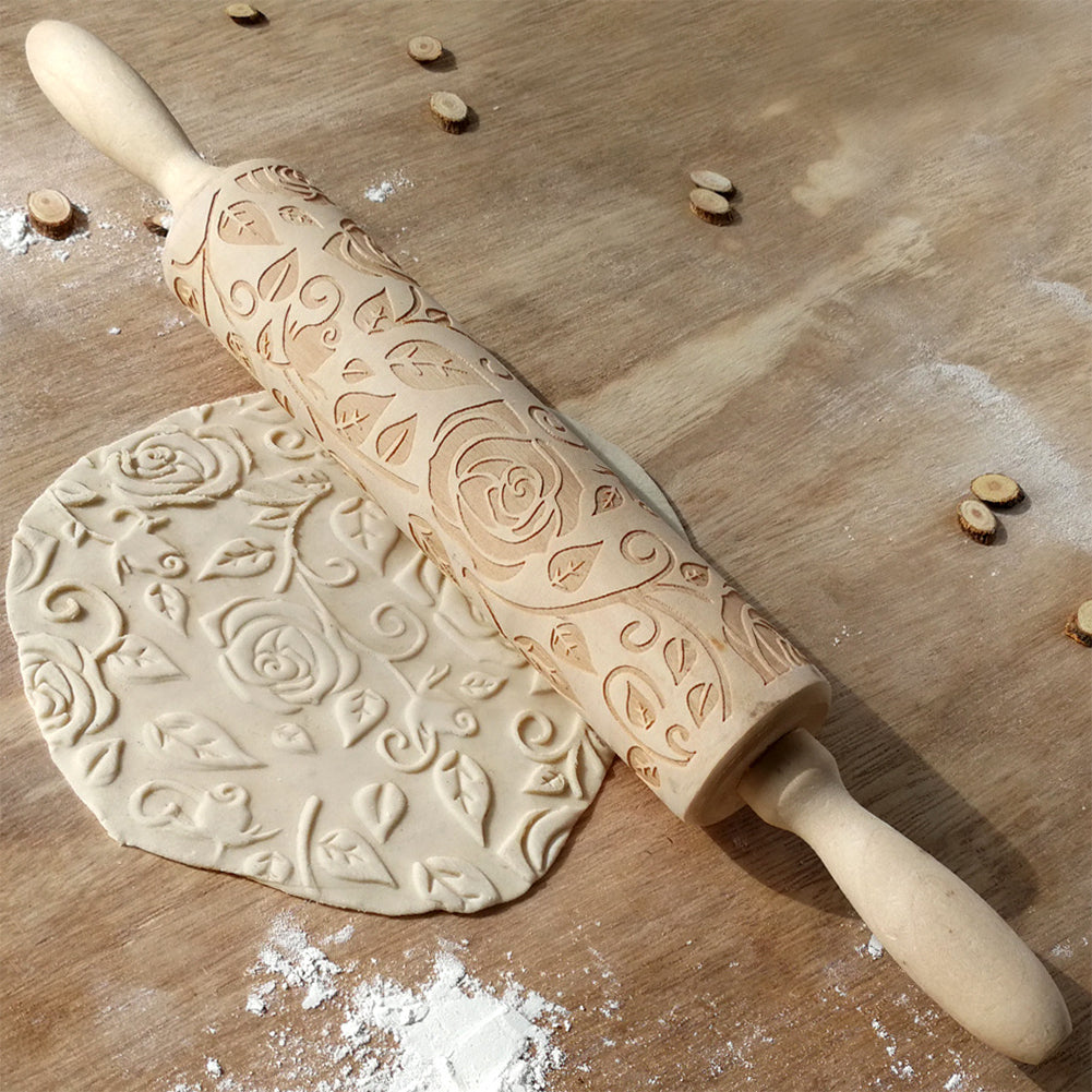 Wooden Valentine's Day Roses Rolling Pin